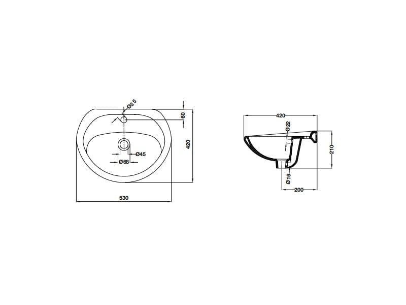 Chậu sứ treo tường NEO ECO 530mm Hafele 588.44.000
