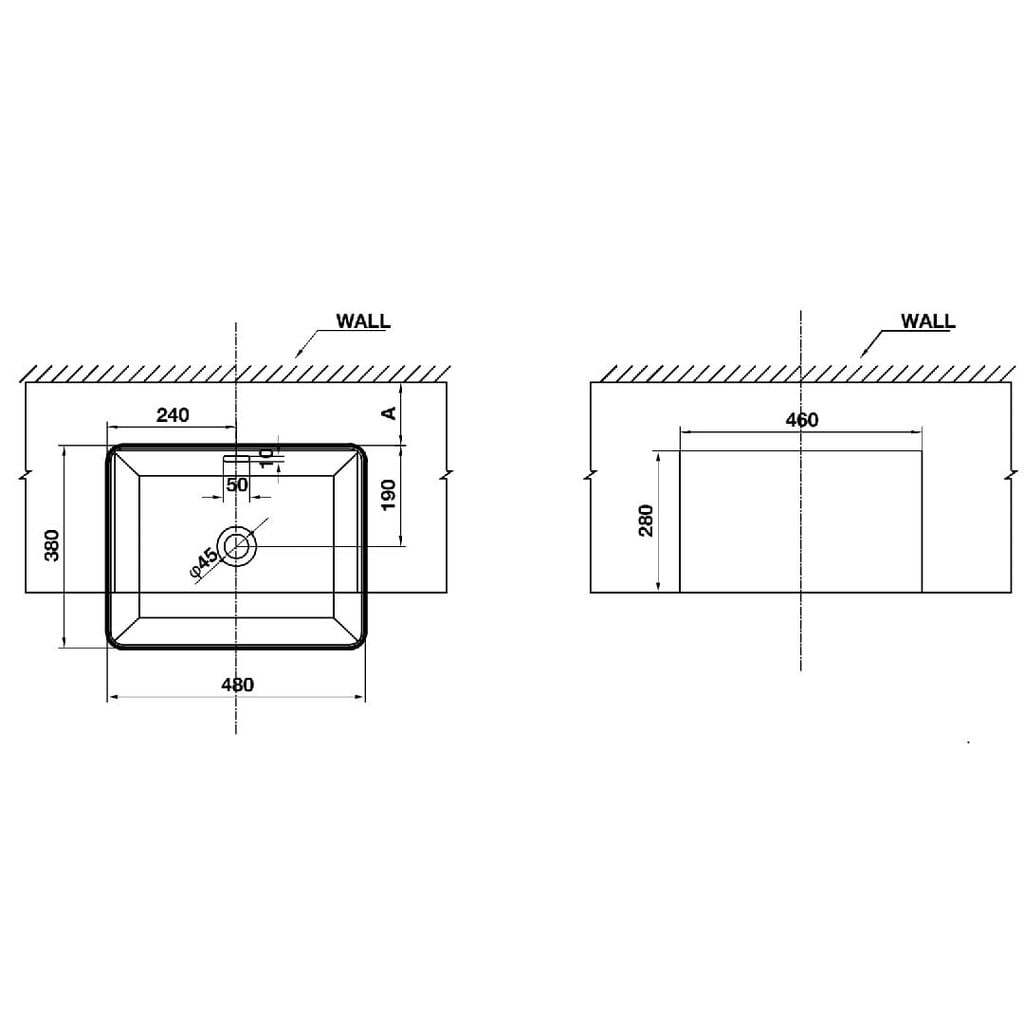 Chậu sứ bán âm 480x380x160 Hafele 588.44.040