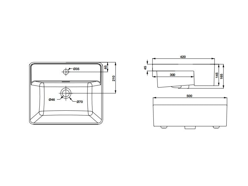 Chậu sứ bán âm 500x420x165 Hafele 588.79.081