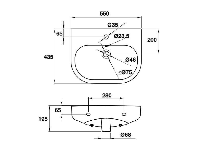 Lavabo Treo Tường RHINE 500 Häfele 588.84.000