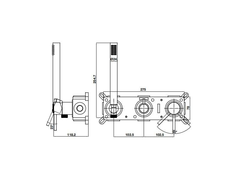 Bộ sen âm tường kèm sen tay vàng mờ RETRO Hafele 589.15.300