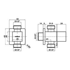 Van khóa nước vuông đôi vàng mờ RETRO Hafele 589.15.931