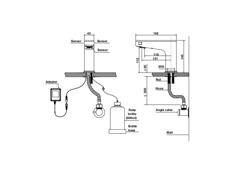 Vòi cảm ứng kết hợp xà phòng tự động Hafele 589.64.004