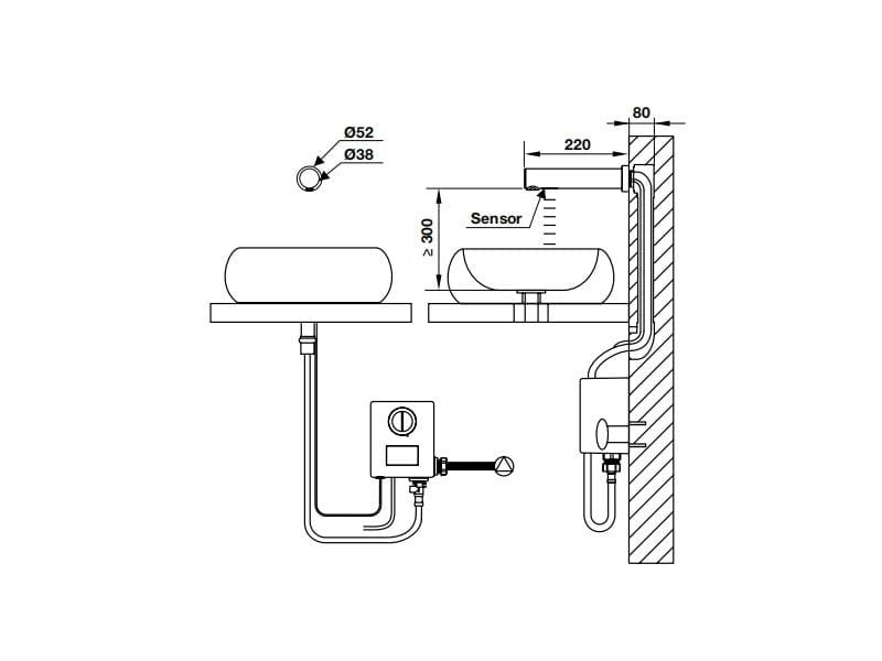Vòi cảm ứng gắn tường L220 Đen Hafele 589.64.120
