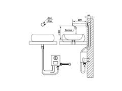 Vòi cảm ứng gắn tường L220 Đen Hafele 589.64.120