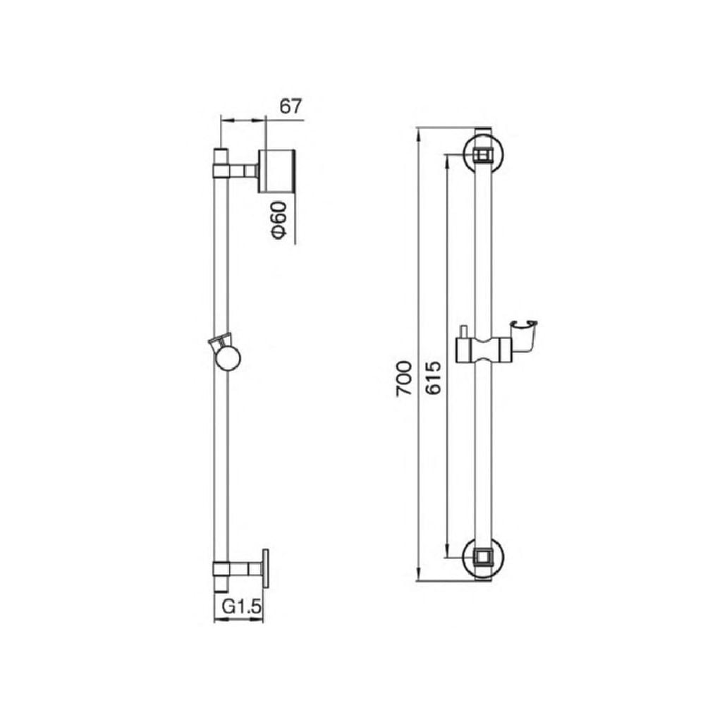 Bộ sen tay kèm thanh trượt FUSION màu Chrome Hafele 589.69.093