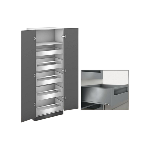 Tủ đồ khô Blum SPACE TOWER LEGRABOX IM, IC màu xám đậm, cho tủ 2 cánh 770X50S0SST 7759204