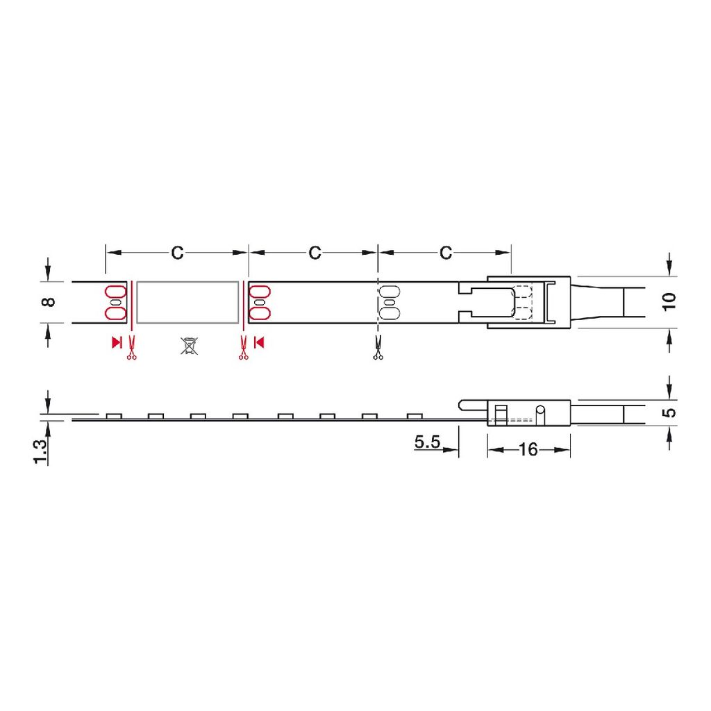 Đèn led dây Loox5 LED 3142 24V 4000K 3W/m 160 LEDs/m Hafele 833.76.217