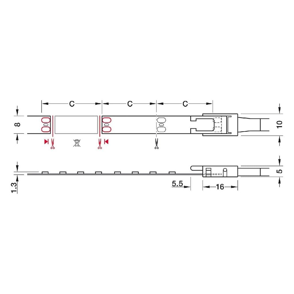 Đèn led dây Loox5 LED 3148 24V 3000K 9.5W/m 160LEDs/m Hafele 833.76.256
