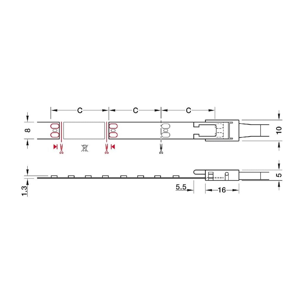 Đèn led dây Loox5 LED 3142 24V 3000K 3W/m 160 LEDs/m Hafele 833.76.216