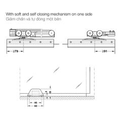 Bộ phụ kiện cửa trượt SLIDO CLASSIC 120-L Giảm chấn và tự đóng một bên Hafele 941.25.015