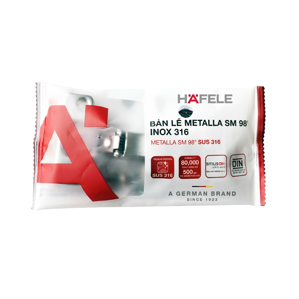 Bản lề giảm chấn DIY Hafele Inox 316 -  trùm ngoài 334.01.050