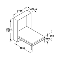 Bộ phụ kiện giường gấp Hafele lắp dọc có chân đỡ angular TELELETTO 1600x2000 mm 271.91.520