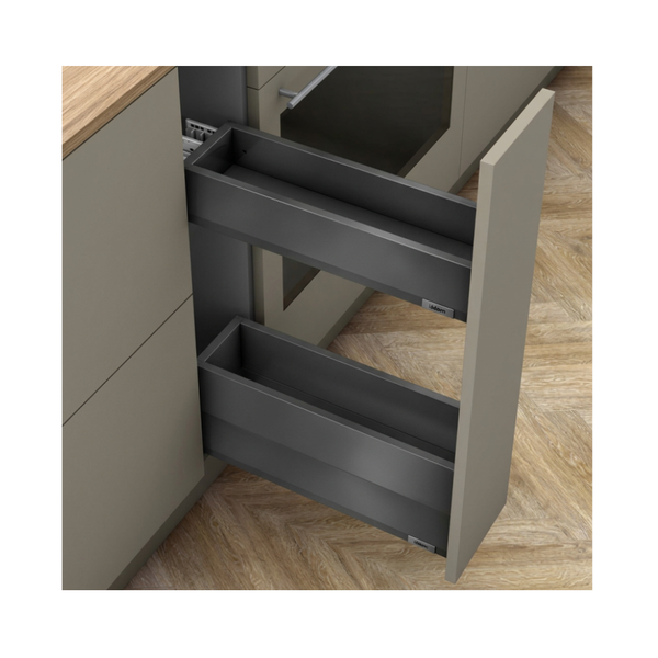 Bộ ray hộp Blum SPACE TWIN MERIVOBOX R1-R3 màu xám đậm 470M50B0STW 3652420