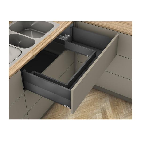 Bộ thành hộp cho ngăn kéo dưới chậu rửa Blum MERIVOBOX R3, màu xám đậm 470M5002SSP-01 6801270