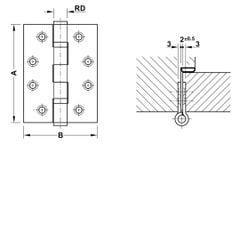 Bản lề lá chống cháy Hafele 102x76x3mm 926.98.069