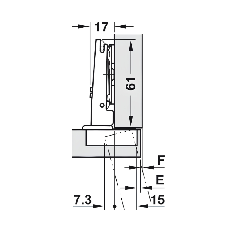 Bản lề âm cho cửa gỗ Hafele trùm ngoài 329.17.600