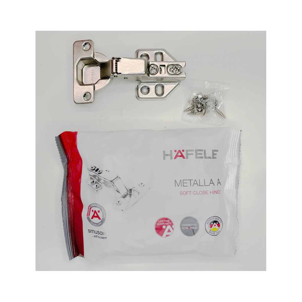 Bản lề giảm chấn DIY Hafele - Trùm nửa - Đế lắp trượt 493.03.024