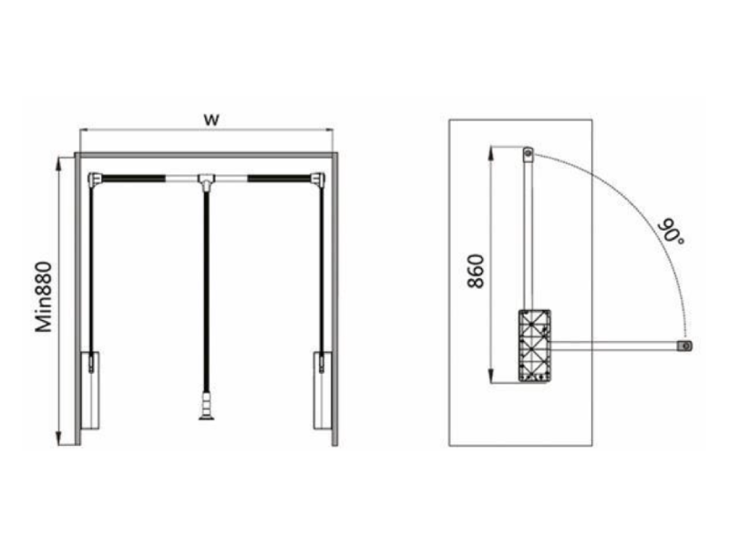 Tay nâng móc áo Hafele cho tủ rộng lọt lòng 650-920mm, Màu nâu chestnut 805.11.101