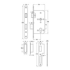 Thân khóa lưỡi gà và chốt chết E55/72A Hafele 911.25.100