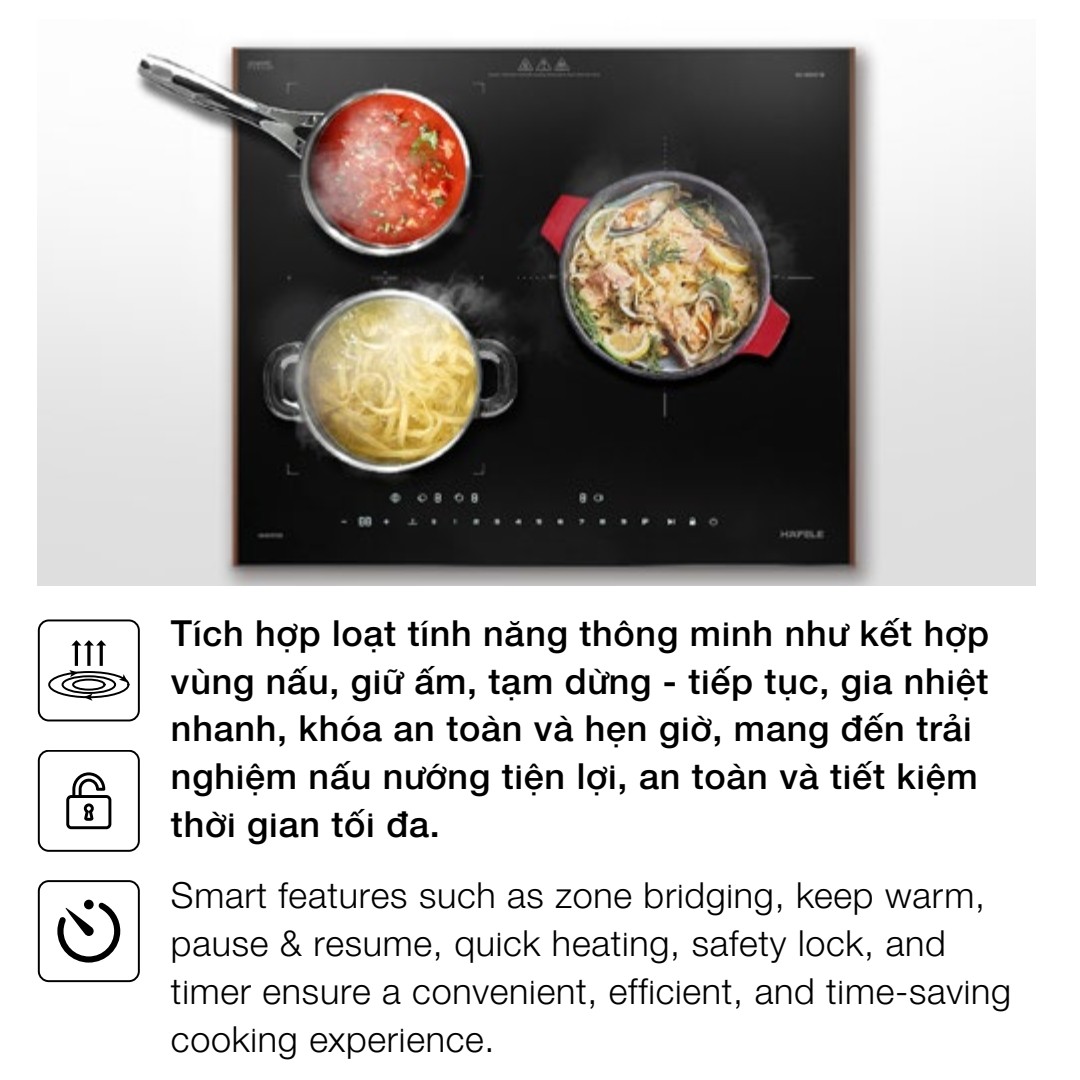 Bếp từ Hafele 3 vùng nấu HC-I60371B 536.61.718