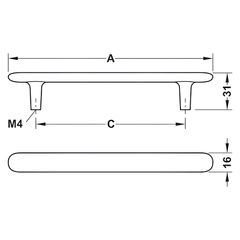 Tay nắm tủ Hafele màu mạ niken mờ 172mm 106.70.107