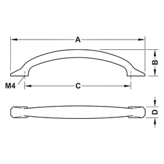 Tay nắm tủ Hafele màu đồng mờ 368mm 106.70.223