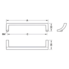 Tay nắm tủ Hafele màu mạ niken mờ 330mm 106.69.102