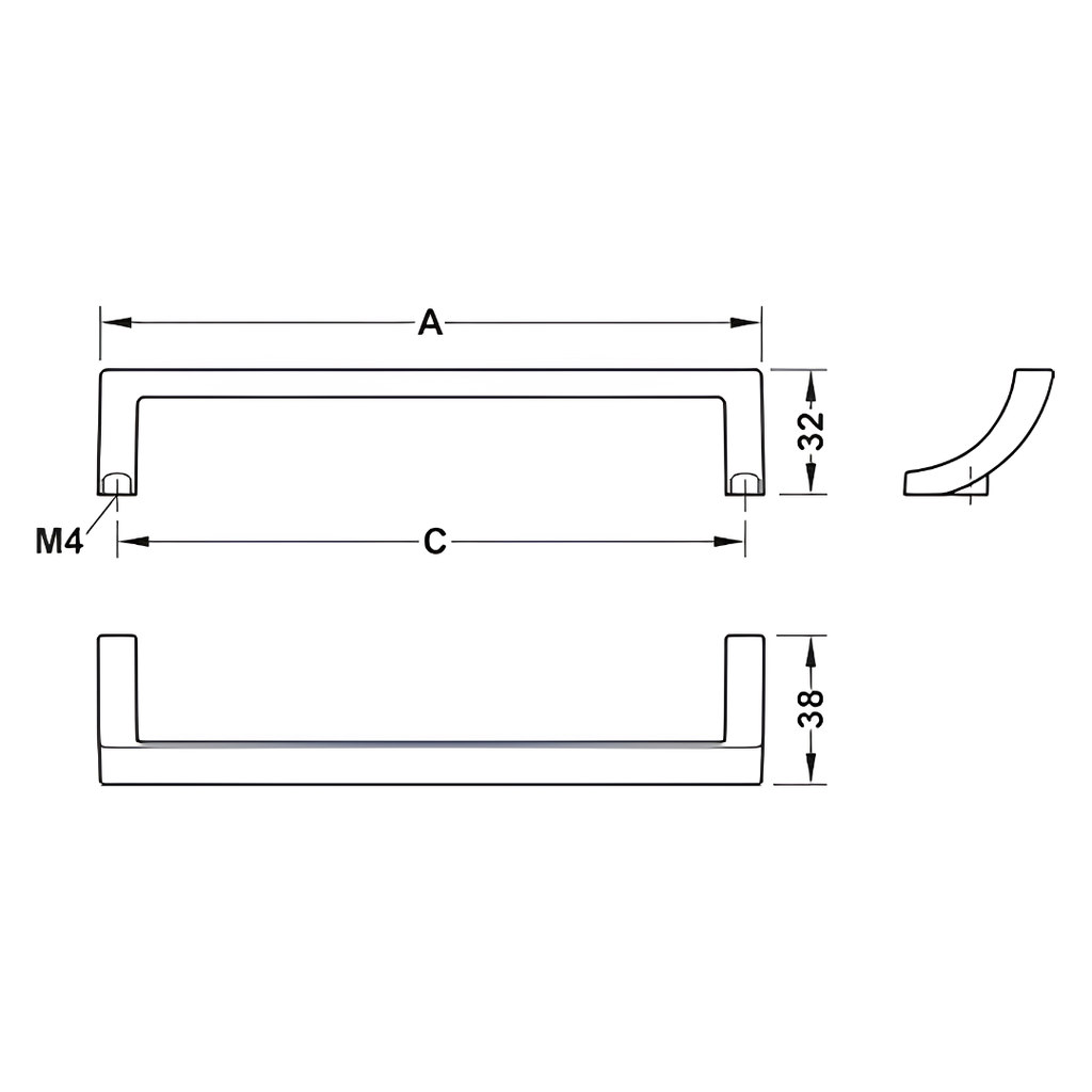 Tay nắm tủ Hafele màu mạ niken đen mờ 74mm 106.69.320