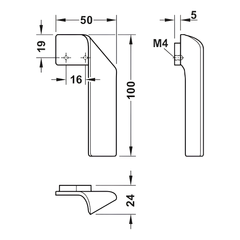 Tay nắm tủ bên phải Hafele màu đen mờ 100mm 101.69.510