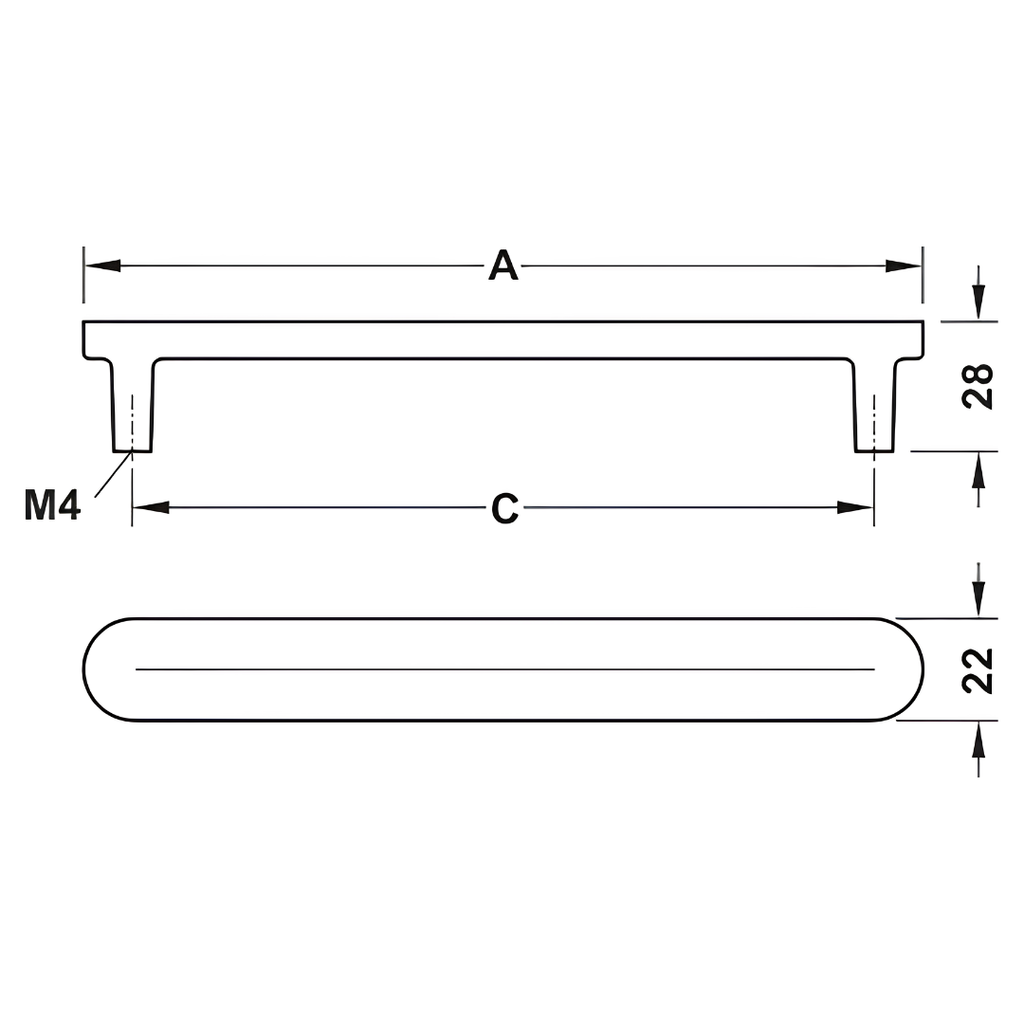 Tay nắm tủ Hafele màu kim loại xám 182mm 106.70.091