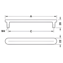 Tay nắm tủ Hafele màu kim loại xám 182mm 106.70.091