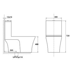 Bồn cầu một khối Hafele kích thước 720x385x715mm 588.82.438