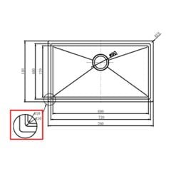 Chậu Inox Hafele 760mm HS24-SSN1S-7644 567.24.467