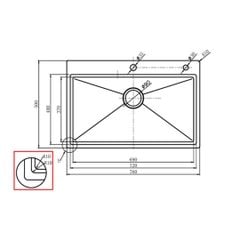 Chậu Inox Hafele 760mm HS24-SSN1S-7650 567.20.627
