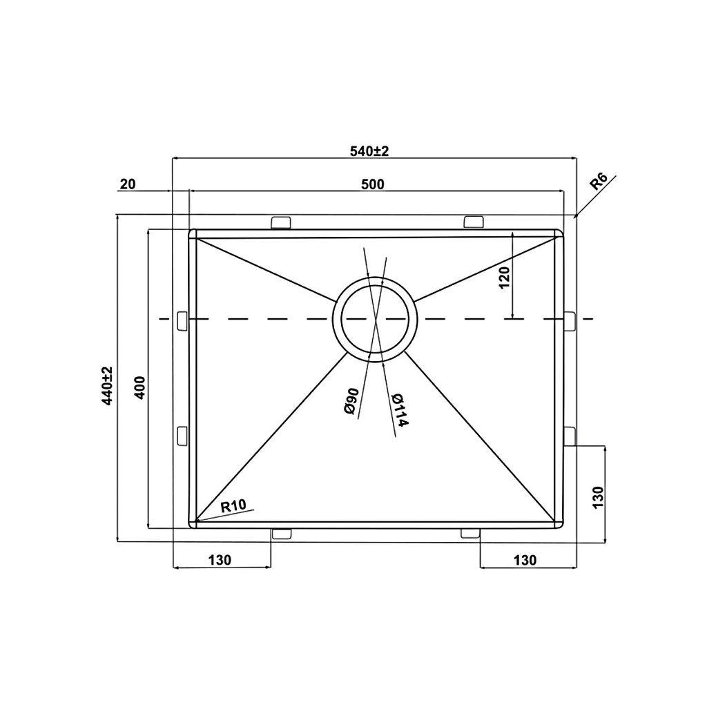 Chậu inox Hafele 540mm HS21-SSN1S60P 567.94.070