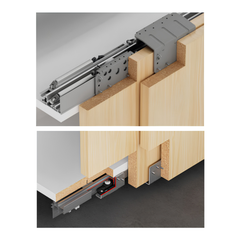 Cửa trượt thẳng Hafele SLIDO F-LINE44 80A trùm ngoài, độ dày cửa 20-22 mm, 3 cánh 407.41.022