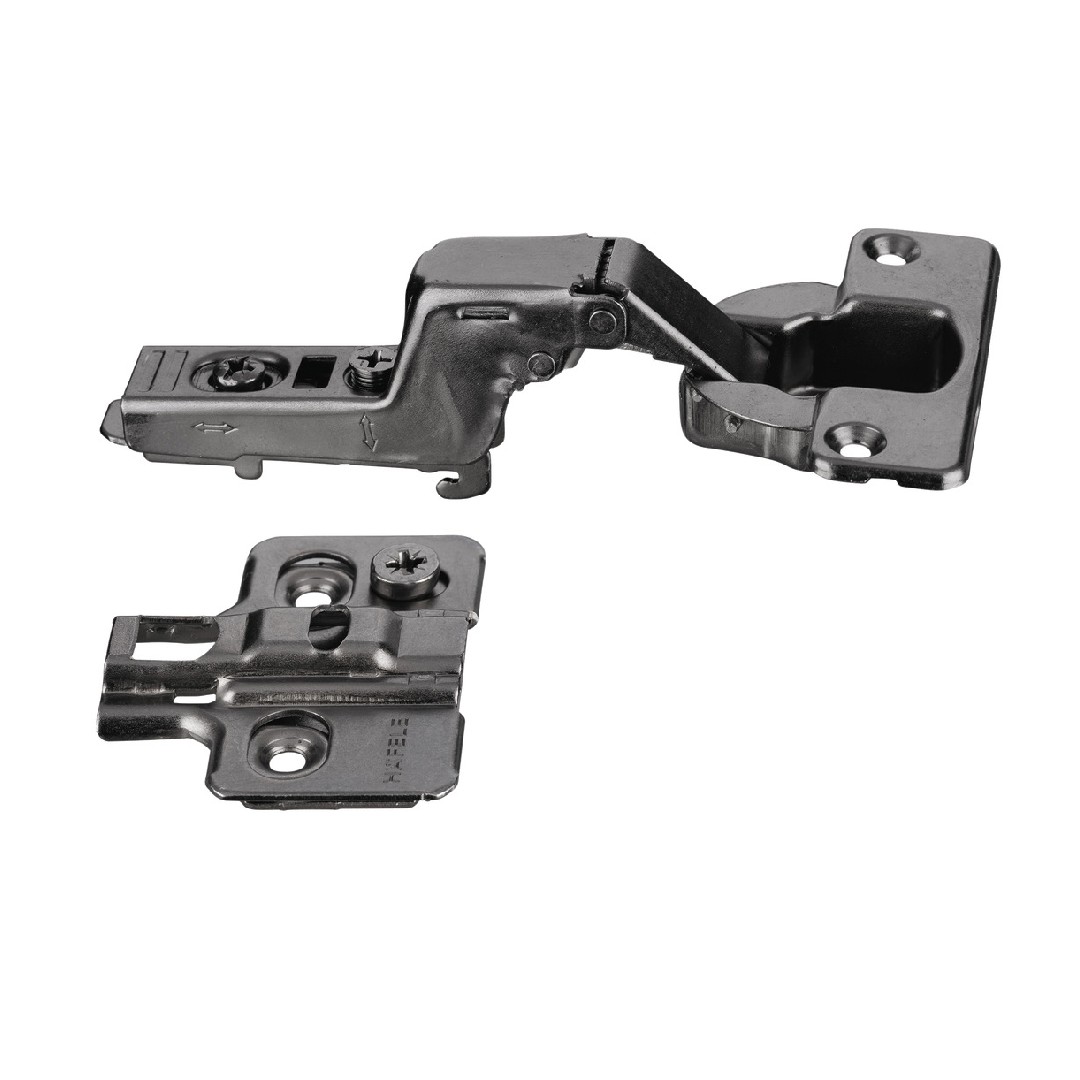 Bản lề có giảm chấn, Lắp lọt lòng, dùng cho Hafele Slido F-Park71 16B / 25B, độ dày cánh cửa 16-25mm, màu đen 408.00.404