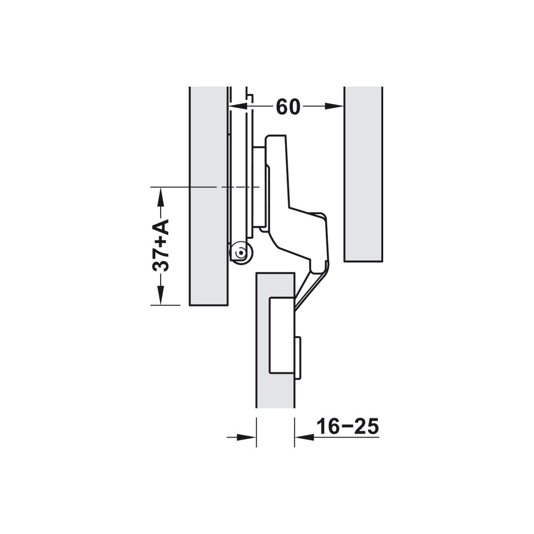 Bản lề giảm chấn cánh tủ, Lắp lọt lòng, dùng cho Hafele Slido F-Park71 16B / 25B màu đen 408.00.404