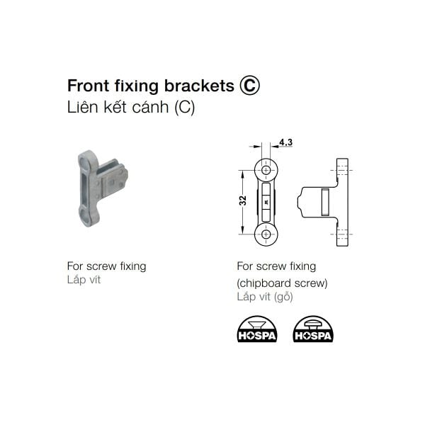 Bas cố định cánh cửa cho Ray hộp MATRIX BOX P Hafele 553.59.999