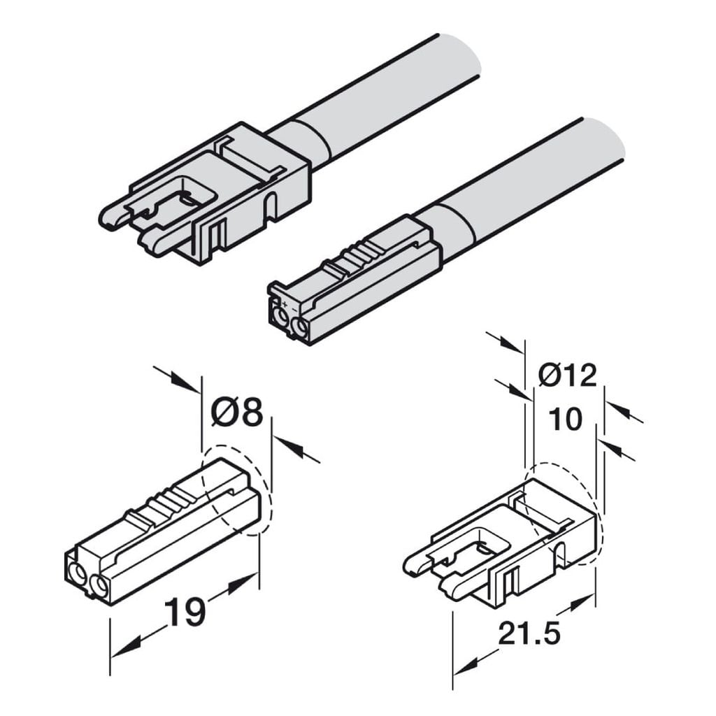 Dây dẫn dành cho đèn led dây Hafele Loox5 24V 8mm 833.95.706