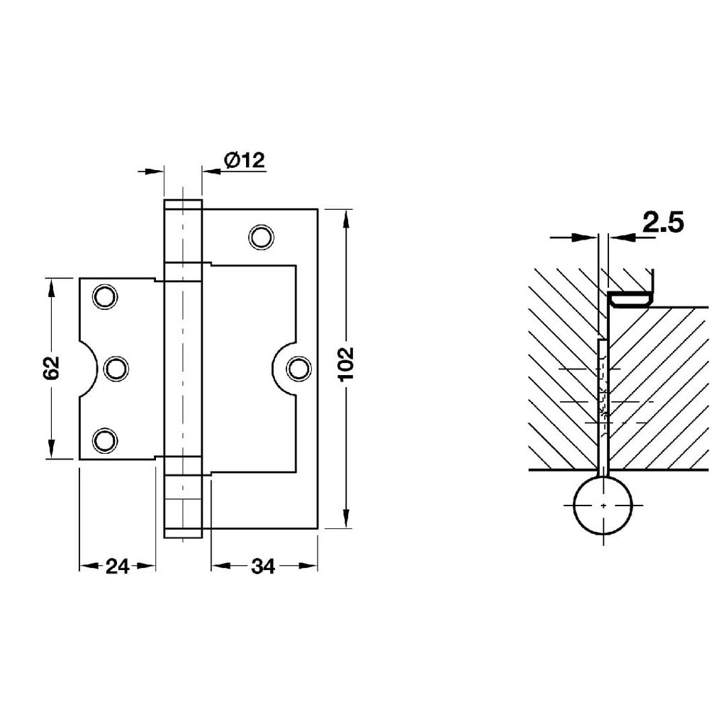Bản lề âm dương Hafele Inox mờ 926.22.103
