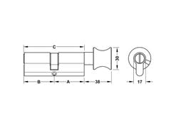 Ruột khoá Hafele cho cửa WC 66 mm 916.64.292