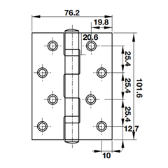 Bản lề lá 102x76x2.5mm-2 vòng bi 921.17.142