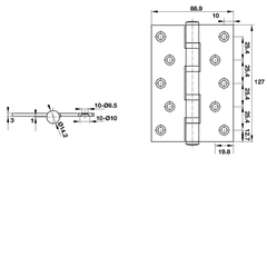 Bản lề lá Hafele 127x89x3mm-4 vòng bi 926.25.505