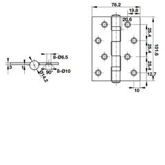 Bản lề lá Hafele cho cửa thép 102x76x3mm 926.20.110