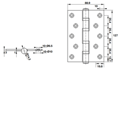 Bản lề lá Hafele  cho cửa thép 127x89x3mm-2BB 926.20.120