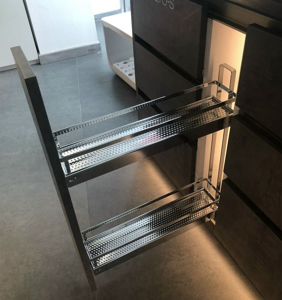 Kệ gia vị chai lọ Kessebohmer màu Crom 150mm 545.61.028