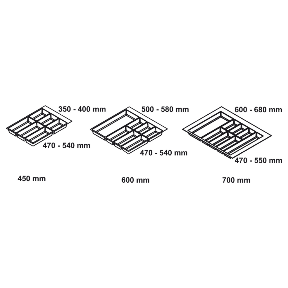 Khay chia muỗng nĩa Hafele 700mm Màu xám 556.52.247