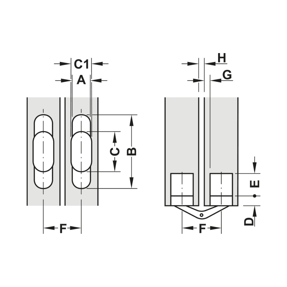Bản lề âm màu mạ nickel cho cửa gỗ dày 28 - 34 mm Hafele 341.07.754
